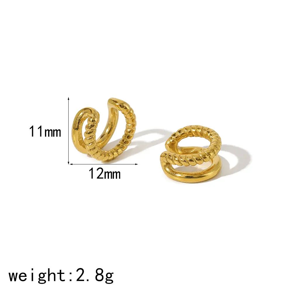 1 Pair Simple Casual Style Braid C Shape Stainless Steel 18K Gold Plated Women's Clip-on Earrings  h5 Picture2